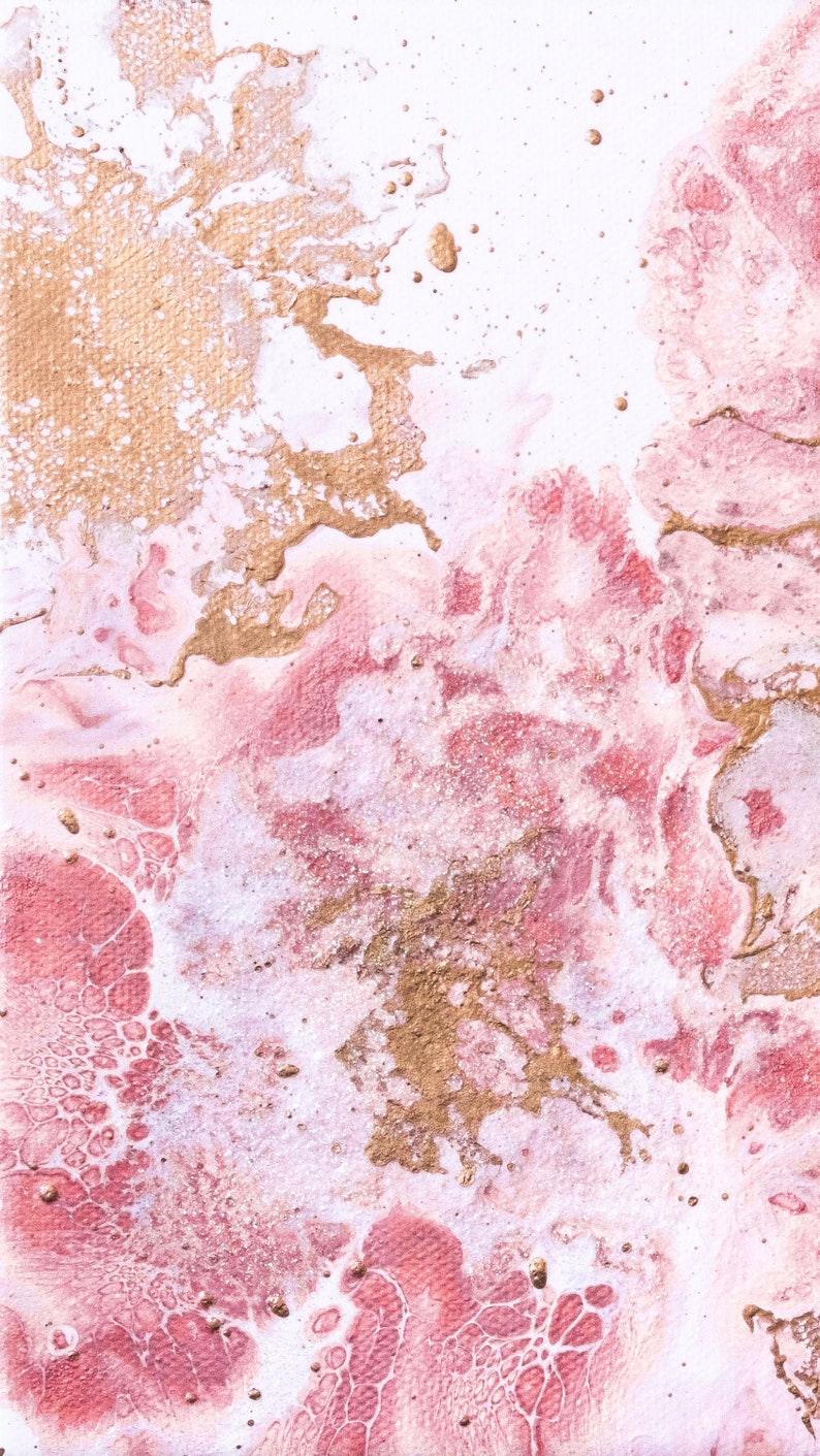 Pink and Rose Gold Phone Wallpaper Abstract Fluid Art Etsy