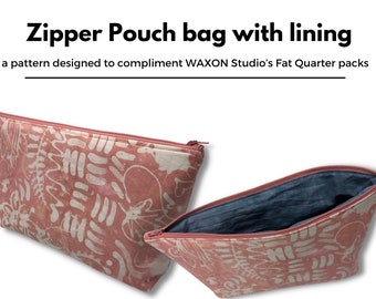 Pattern for Zippered Pouch Bag (toiletries bag), digital download .pdf pattern