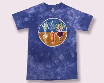 Made to Order Batik Vegetable Garden T-shirt | Customizable | Design for gardeners, veggie lovers, nature lovers, farmers, vegetarians