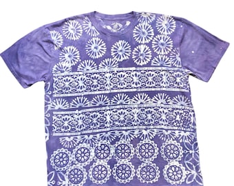 Hand Batik and Dyed Purple unisex T-shirt Size 3X