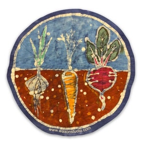 Veggie garden batik sticker | hippie bumper sticker water bottle car sticker | handmade batik gift