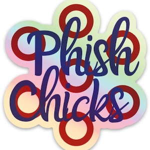 Phish Chicks holographic donut sticker | Fishman donut bumper sticker water bottle car sticker | batik tie-dye waxonstudio
