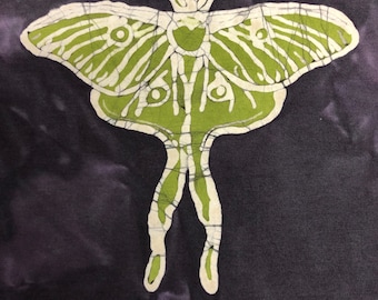 Made to Order Luna Moth Batik T-shirt | Customizable hand dyed