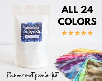 The Whole Ice Dye Kit & Caboodle: Todas as 24 cores + nosso kit econômico! Kit completo de artesanato de tingimento da waxonstudio com pós de tingimento fáceis