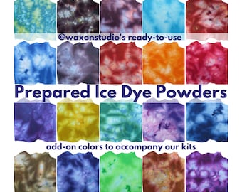 Ice Dye Powder plus Soda Ash prepared | Easy ready to use supplies for beautiful at-home DIY tie-dye |  from pro dye artists @ waxonstudio