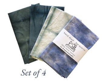 Shibori dyed fat quarter (set of 4) dyed by hand in small batches for quilting, sewing, crafts | uniquely hand dyed fabric textiles