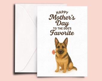 German Shepherd Mother's Day Card – Dog Mom Gift – Happy Mother's Day Dog Card – GSD Dog Mom Card – Cute Pet Mom Card