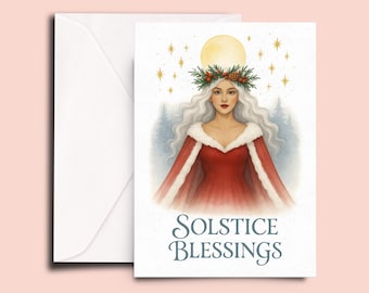 Yule Card – Solstice Blessings, Winter Witch, Gothic Christmas