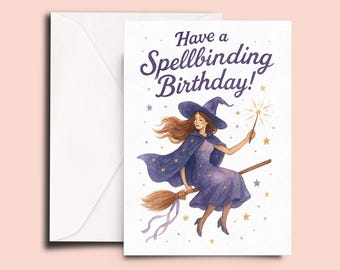 Witch Birthday Card Spellbinding Birthday Card Cute Witch Card Whimsical Magic Birthday Card Feminine Witch Aesthetic Card