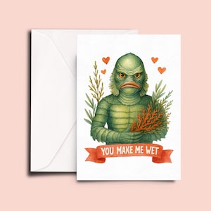 Funny Sea Monster Valentine Card – Retro Horror Anniversary