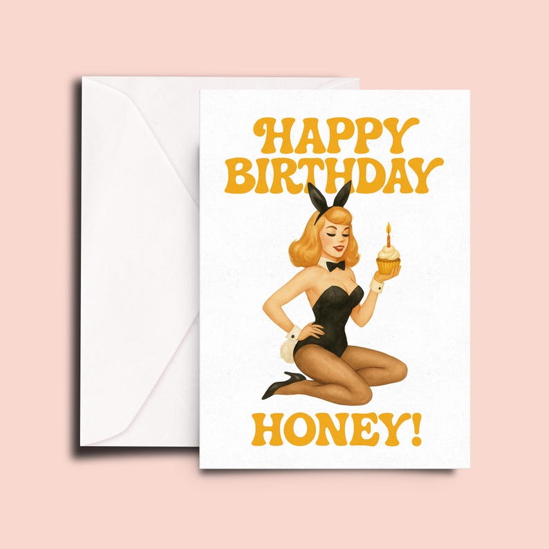 Vintage Pin-up Birthday Card – Sexy Bunny Girl Birthday Card, Retro ...