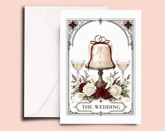 Wedding Congratulations Card, Elegant Wedding Card, Vintage Wedding Greeting, Bride and Groom Card, Newlywed Card, Romantic Wedding Gift
