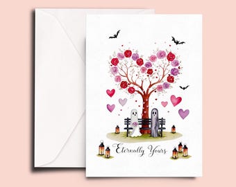 Romantic Ghost Couple Greeting Card – Gothic Valentine's Day Anniversary Card