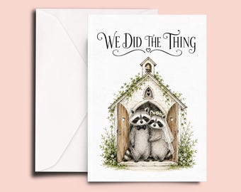 We Did The Thing Wedding Card, Raccoon Wedding Card, Just Married Card, Funny Wedding Congratulations Card, Cute Newlywed