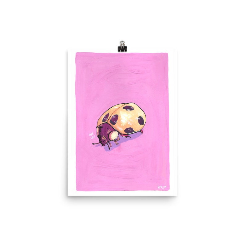 Hee Hee Ladybug Print Illustration originale à la gouache sur papier mat image 1