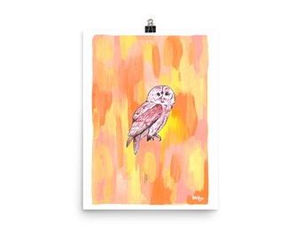 Tawny Owl Print - Illustration originale à la gouache sur papier mat