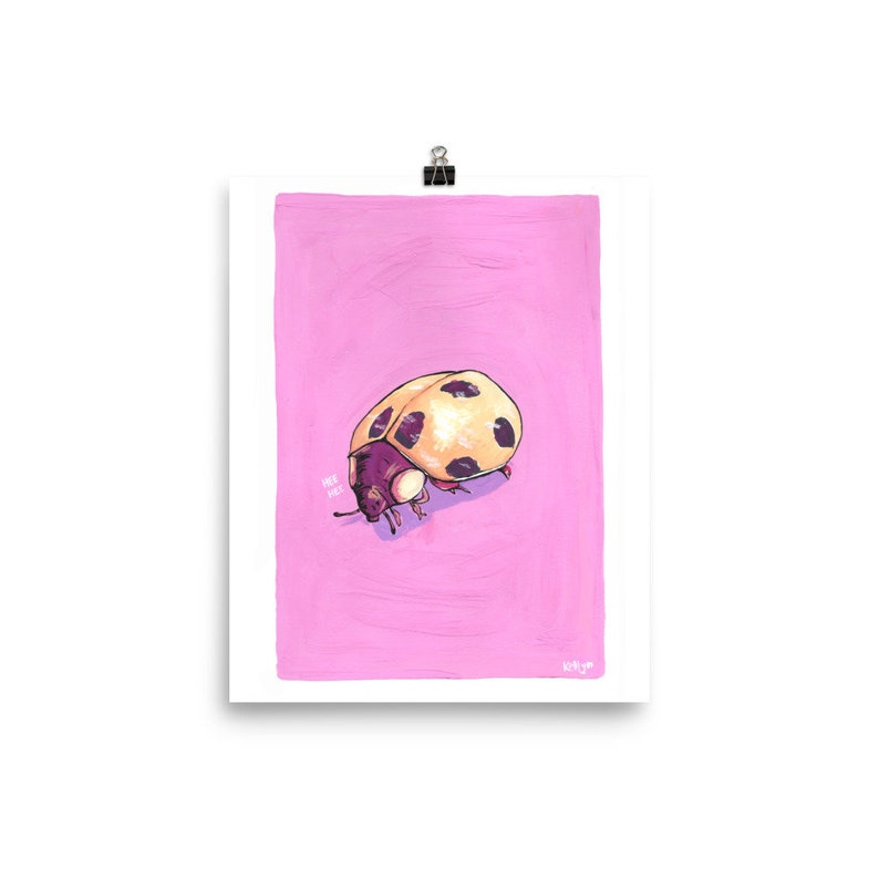 Hee Hee Ladybug Print Illustration originale à la gouache sur papier mat image 2