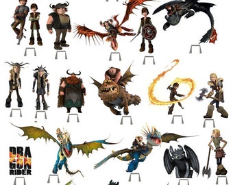 27x How to Train Your Dragon Party Edible Wafer Card Cup Cake stand up Topper J
