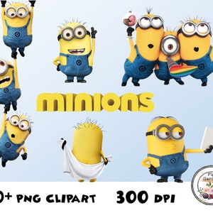 MINIONS Download digitale istantaneo, grandi ritagli, decorazioni per feste di compleanno, stampabili, creazione di biglietti, scrapbooking, 60 clip art di Cattivissimo me
