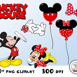 MICKEY MOUSE sofortiger digitaler Download, große Ausschnitte, Geburtstags-Partydekorationen, bedruckbar, Kartenherstellung, Scrapbooking, PNG-Bilder, Clipart