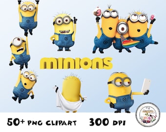 MINIONS Instant Digital Download, Large Cutouts, Birthday Party Decorations, Printable, Card Making, Scrapbooking, 60 Despicable Me Clip art