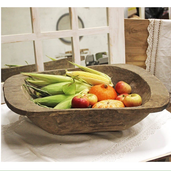 Antique Dough Bowl Wooden Rustic Bowl Primitive Bowl Trencher Trough Hand Carved Bowl Primitives Farmouse Antiques Vintage Wood Bowl