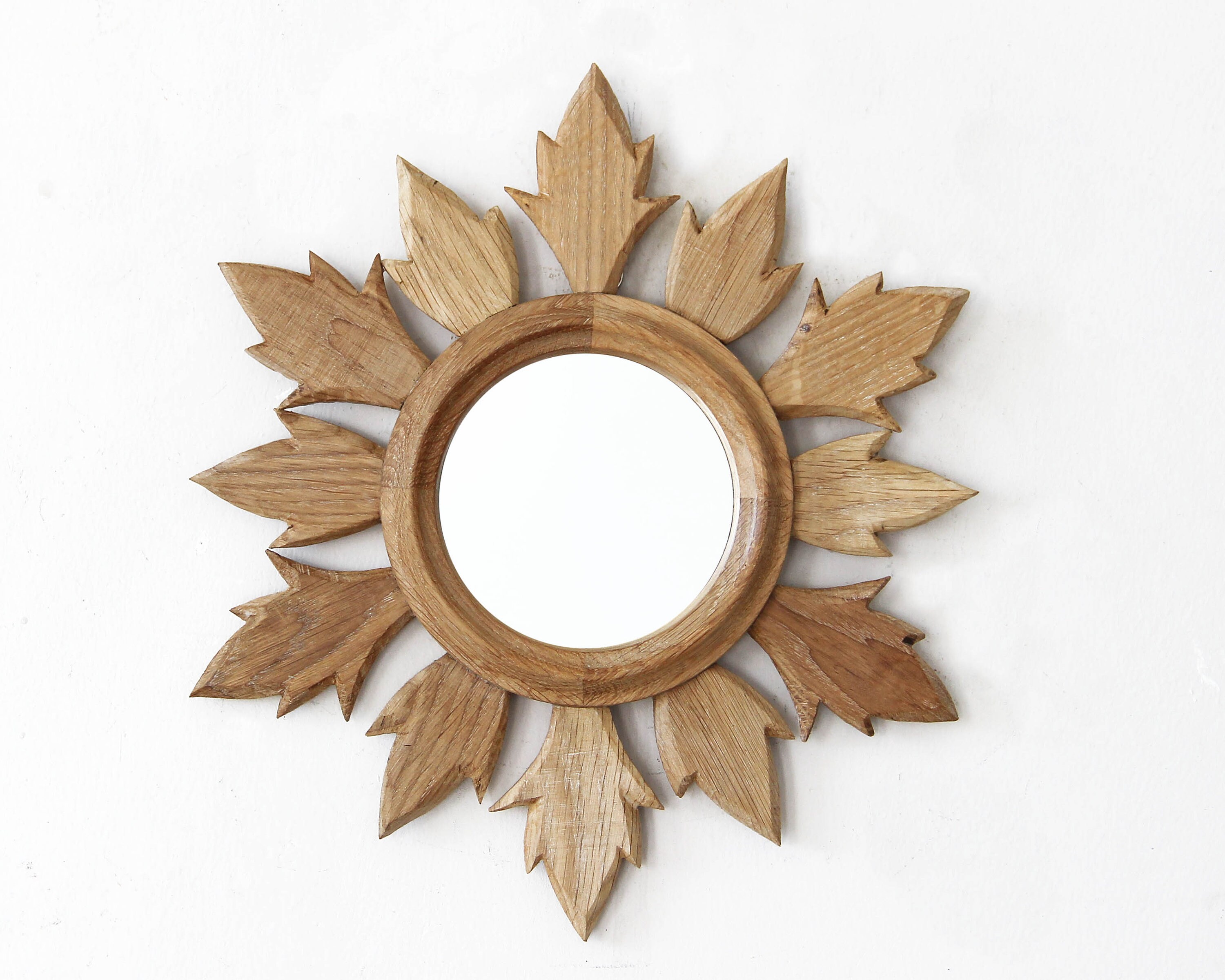 Sunburst Mirror Oak Sunburst Mirror Small Oak Mirror Wooden Etsy