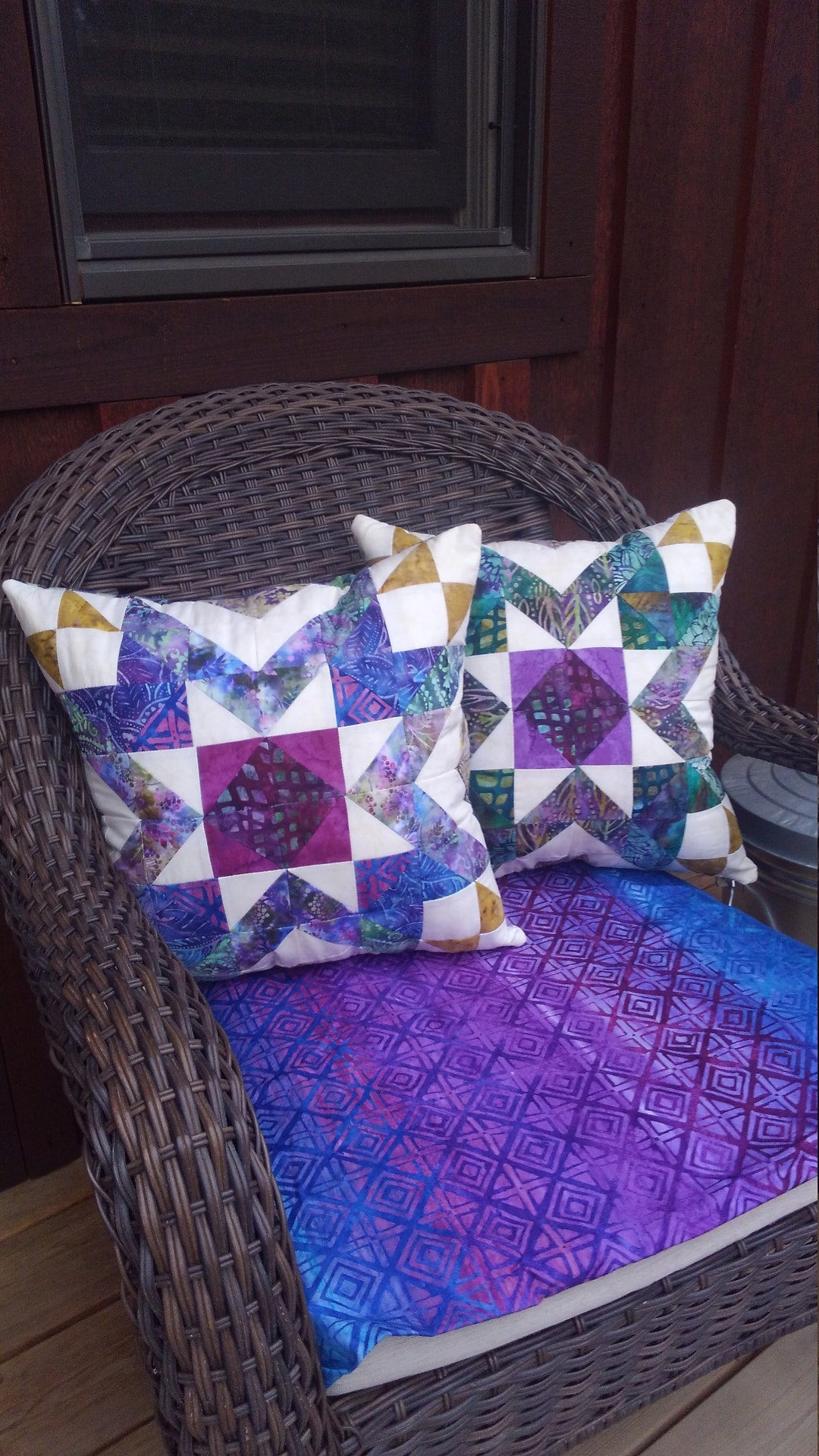 Star Quilt Pillow Set, Quilted Pillow, Entryway Pillows, Batik Star