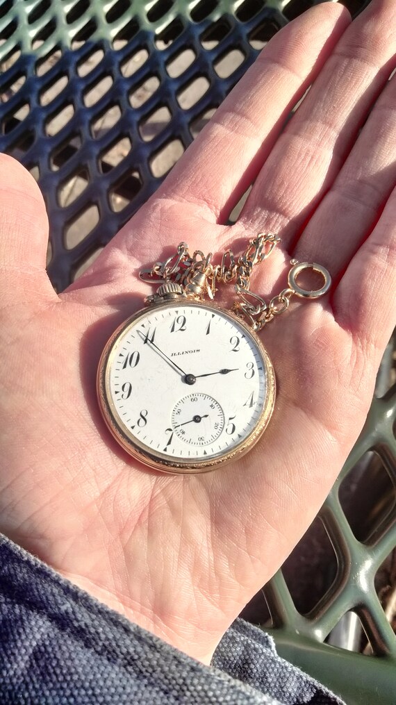 1914 Antique 10k Gold Filled Pocket Watch With Cha