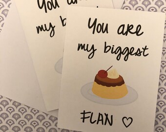 Cute Thank You Greeting Card Caramel Custard Flan Food Pun Anniversary Valentine/'s Day Gift Pudding Card