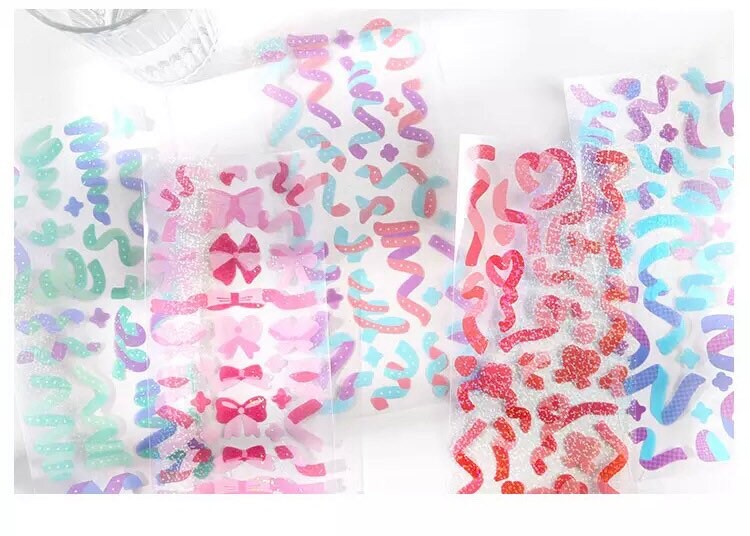 colourful ribbon confetti sticker sheet deco sticker sheet etsy