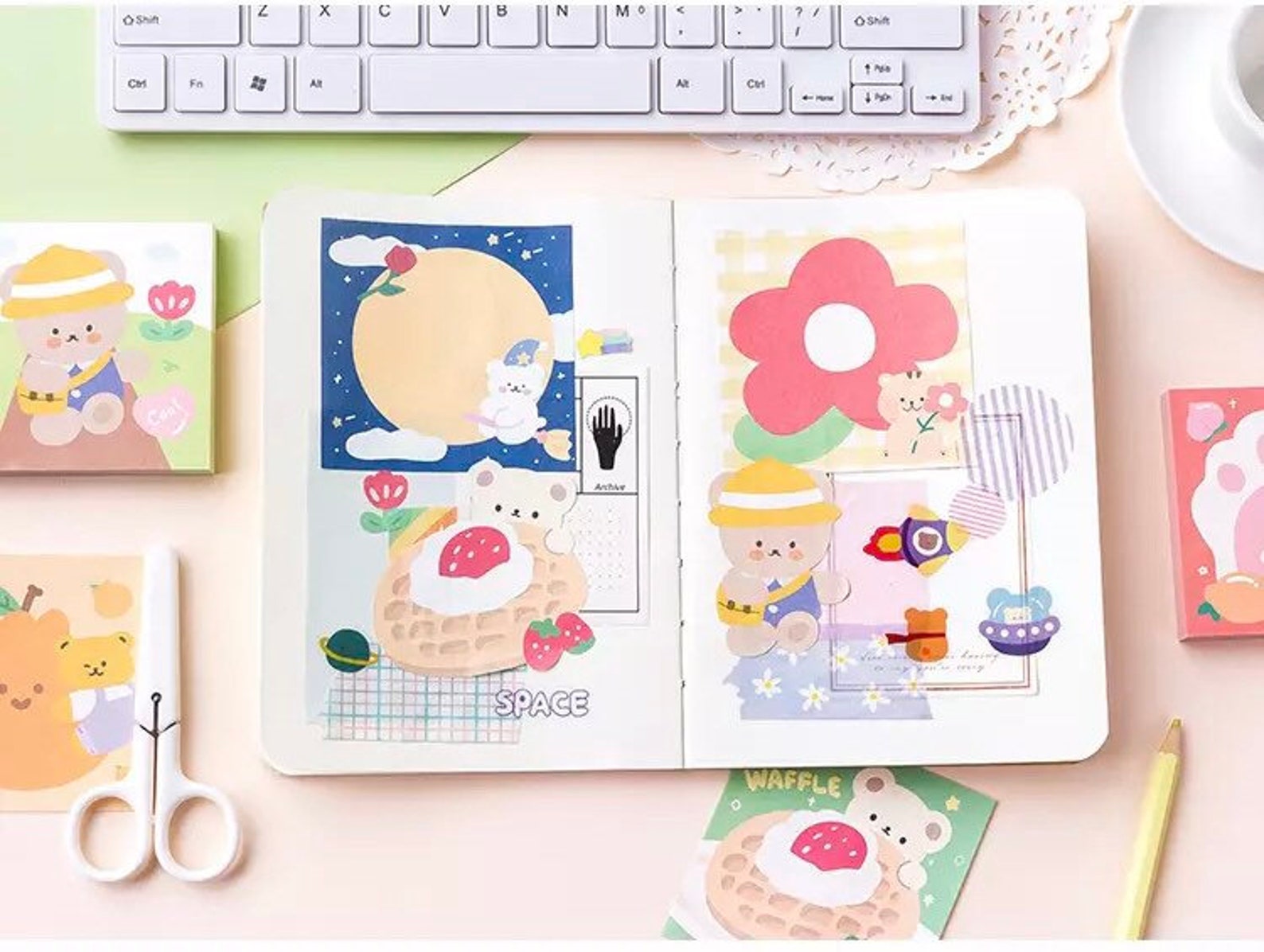 Cute Bear Memo Pad/ Bullet Journal/ Decorating/ Waffle/balloon Etsy