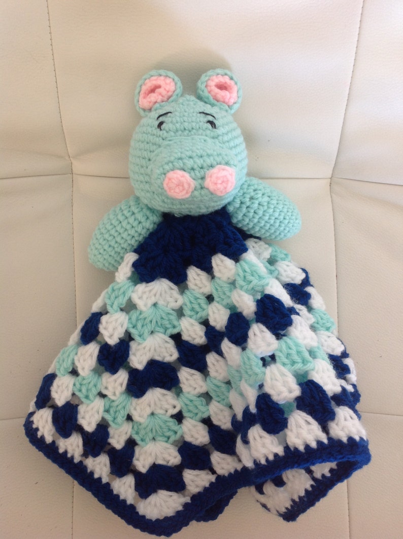 Crochet hippo lovey hippo blanket hippo security blankey | Etsy