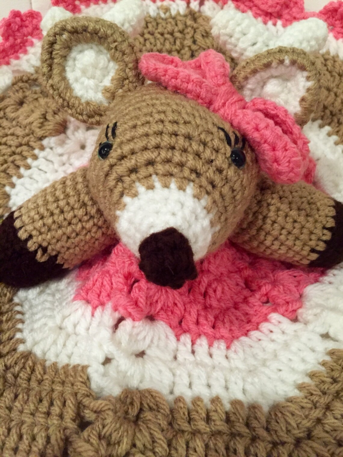Crochet Deer Lovey security blanket baby toy baby girl Etsy
