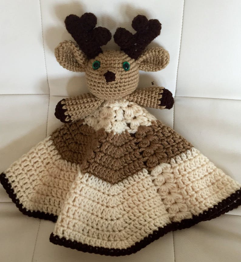 Crochet Deer Lovey security blanket baby toy baby shower Etsy