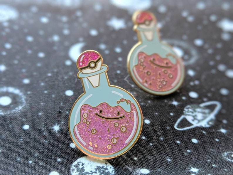 Happy little blob Smiling Goo potion bottle soft enamel pin