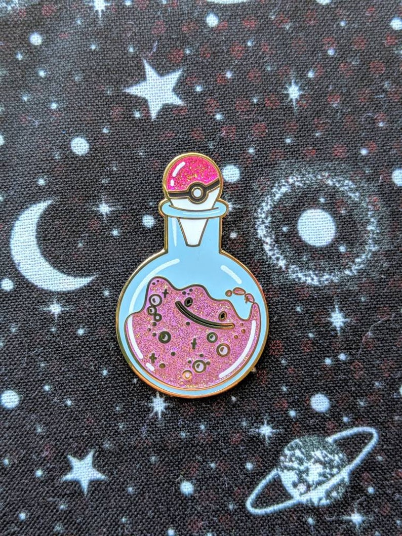 Happy little blob Smiling Goo potion bottle soft enamel pin