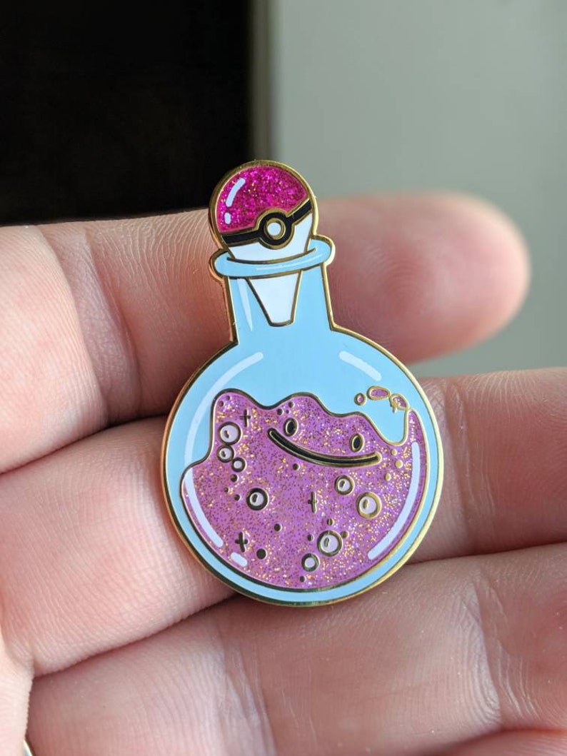 Happy little blob Smiling Goo potion bottle soft enamel pin