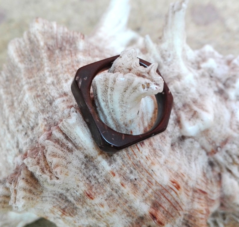 Coconut Shell Ring Handmade Minimalist Style Wood Ring Etsy
