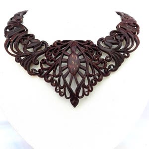 Coconut Shell Hand Carved Statement Necklace, Wooden Chockers Necklace