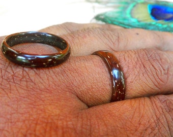 Coconut shell couple rings, wooden couple rings for women and men