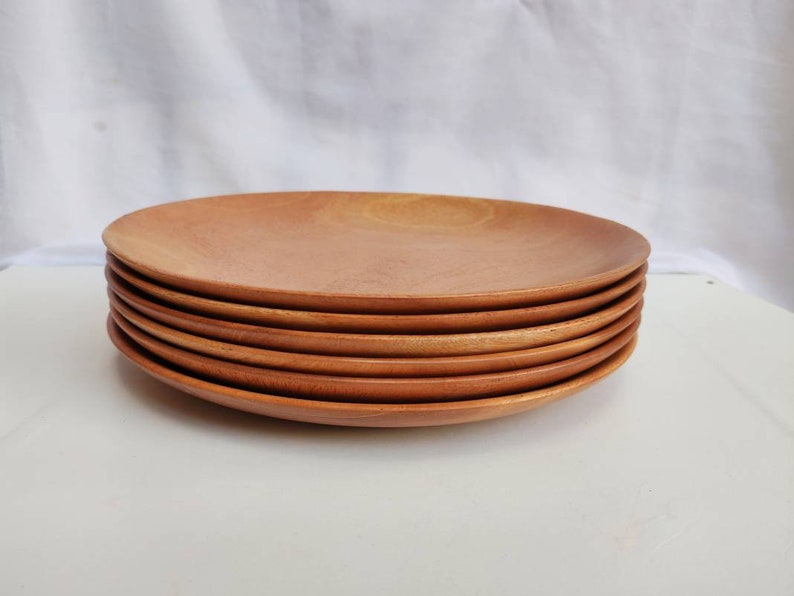 Wooden Dinner Plate Set 6 Pcs 10 Inch Decorative Plates Etsy