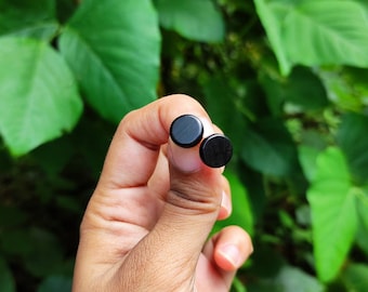 Ebony Wood Stud Earrings | Black Minimalist Earrings
