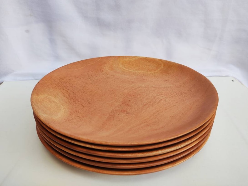 Wooden Dinner Plate Set 6 Pcs 10 Inch Decorative Plates Etsy