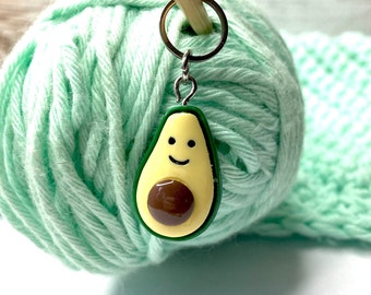 Avocado Maschenmarkierer aus Acrylharz mit Ringen oder Karabinerhaken (wahlweise) zum Stricken oder Häkeln