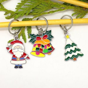 Maschenmarkierer mit weihnachtlichen Motiven zum Handarbeiten, Stricken oder Häkeln, Weihnachtsbaum und Weihnachtsmann, Preis pro Stück