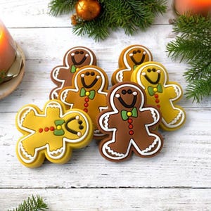 Maschenstopper mit Lebkuchenmännchen, je 2 Stopper in 3 Farbvarianten, Silikonstopper zum Stricken