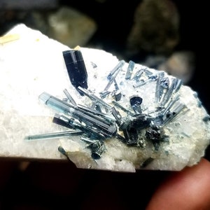 Indicolite Tourmaline Crystals on Feldspar