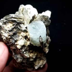 Aquamarine Crystal on Muscovite