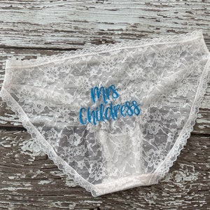 Wedding Lace Bikini Panty Bridal Underwear, Custom, Something Borrowed, Something Blue